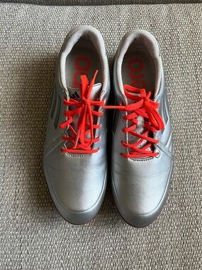 adidas Silver golf Shoes with Bright Laces